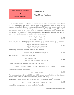 The Cross Product - The Calculus of Functions of Several Variables