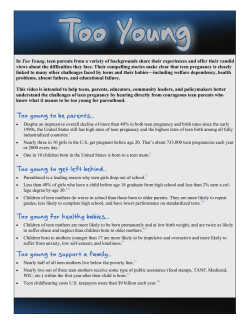 Too Young Fact Sheet - The National Campaign