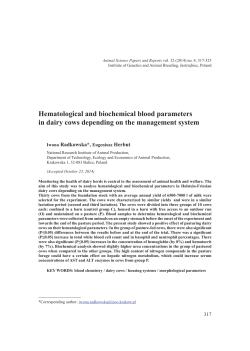 Hematological and biochemical blood parameters in dairy