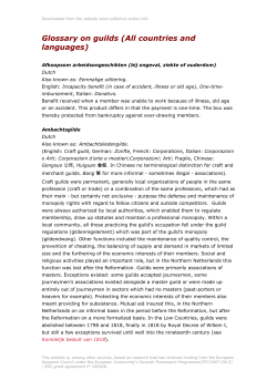 Glossary on guilds (All countries and languages)