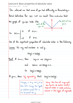 Lecture 6: Basic properties of absolute value