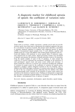 A diagnostic marker for childhood apraxia of speech