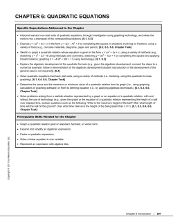 chapter 6: quadratic equations