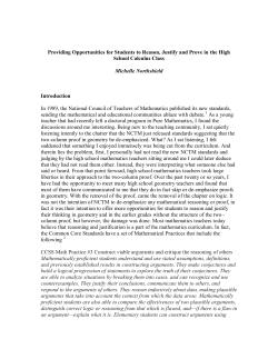 Providing Opportunities for Students to Reason, Justify and Prove in