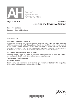 AHNational Quali  cations SPECIMEN ONLY SQ12/AH/02 French