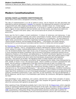 Modern Constitutionalism - Natural Law, Natural Rights and