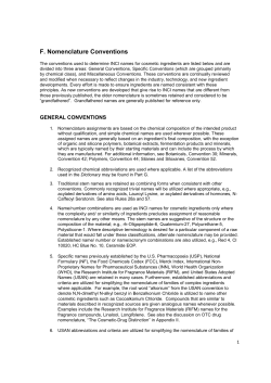 F. Nomenclature Conventions - INCI Application