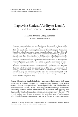 Improving Students` Ability to Identify and Use Source Information