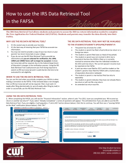 How to use the IRS Data Retrieval Tool in the FAFSA