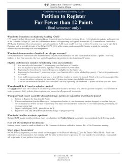 Petition to Register For Fewer than 12 Points