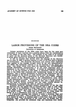 Labor Provisions of the NRA Codes