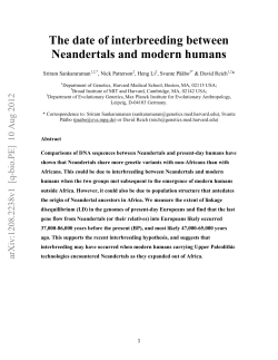 The date of interbreeding between Neandertals and modern humans