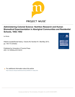 Administering Colonial Science: Nutrition Research and Human