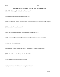 Questions on the CNN video, &ldquo;The Cold War: The Marshall Plan&rdquo;