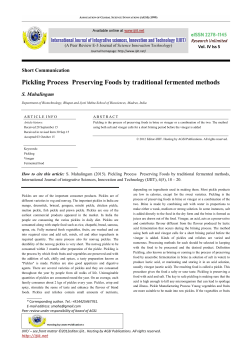 Pickling Process Preserving Foods by traditional fermented