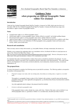 New Zealand Geographic Board Guidance Notes when proposing