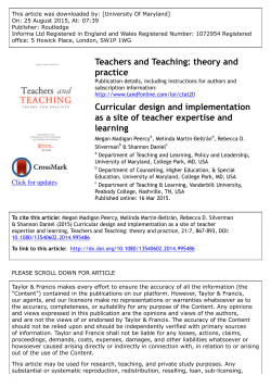Curricular design and implementation as a site of teacher expertise