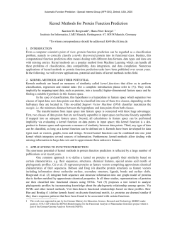 Kernel Methods for Protein Function Prediction