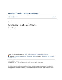Crime As a Function of Anomie - Northwestern University School of