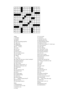 Across 1. Sunbathes 5. Swindled 10. Bollard 14. Plant with healing