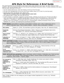 APA Style for References: A Brief Guide