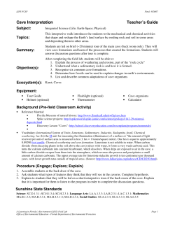 Cave Interpretation Teacher`s Guide