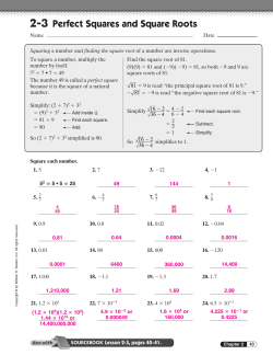 2-3 Perfect Squares and Square Roots
