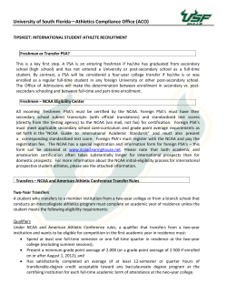 University of South Florida&mdash;Athletics Compliance Office (ACO)