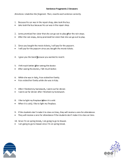 Sentence Fragments 2 Answer Key