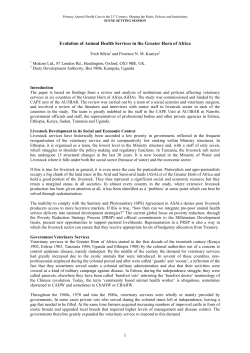 Evolution of Animal Health Services in the Greater Horn of Africa