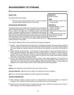 BIOASSESSMENT OF STREAMS