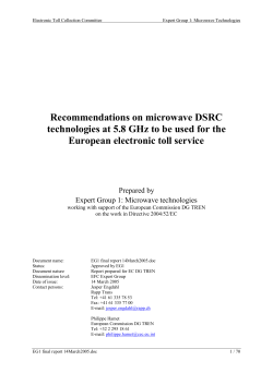 Expert Group 1: Microwave technologies (DSRC)