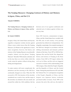 The Nanjing Massacre. Changing Contours of History