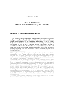 Faces of Moderation: Mme de Sta&euml;l`s Politics during the Directory