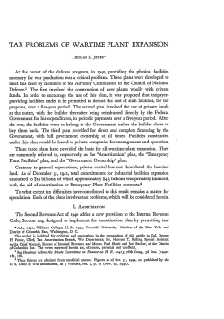 Tax Problems of Wartime Plant Expansion