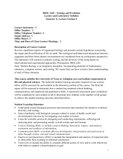 BIOL 1442: Evolution and Ecology