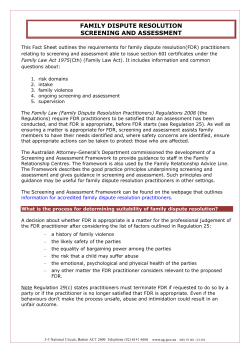 Family Dispute Resolution Screening and Assessment