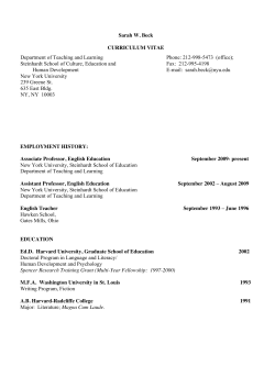 Sarah W - NYU Steinhardt