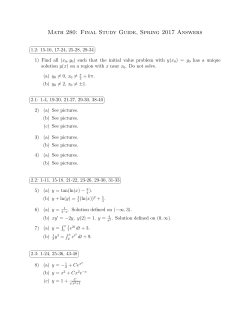 Math 280: Final Study Guide, Spring 2017 Answers