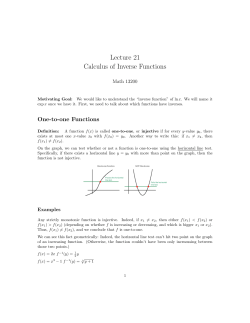 Lecture 21 Calculus of Inverse Functions