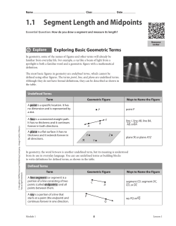 1.1 Segment Length and Midpoints