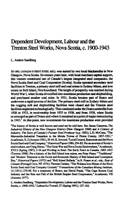 Dependent Development, Labour and the Trenton Steel Works