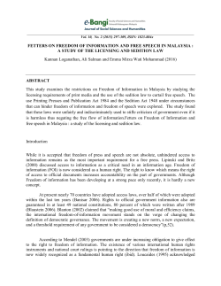 FETTERS ON FREEDOM OF INFORMATION AND FREE SPEECH