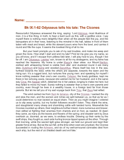 Name: Bk IX:1-62 Odysseus tells his tale: The Cicones