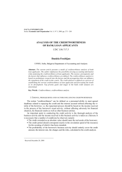 Analysis of the Creditworthiness of Bank Loan