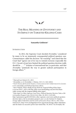 The Real Meaning of Zivotofsky and Its Impact on Targeted Killings