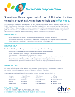Mobile Crisis Response Team - Community Health Resources