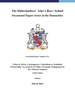 China in Africa - The Haberdashers` Aske`s Boys` School