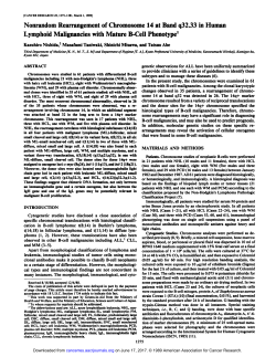 Nonrandom Rearrangement of Chromosome 14 at Band q32.33 in