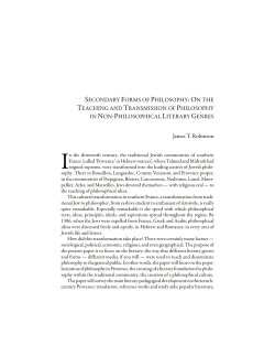 Secondary Forms of Philosophy: On the Teaching and Transmission